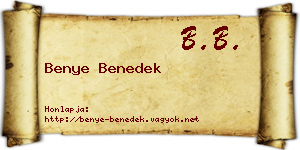 Benye Benedek névjegykártya